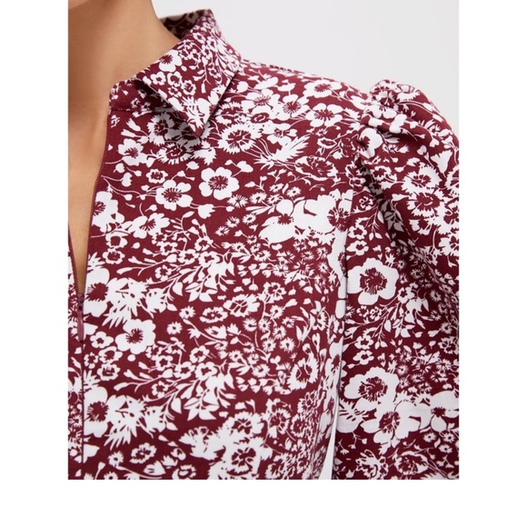 HYACINTH HOUSE Maroon Floral Front Zip Begonia Mini Dress, size large, NWT - Picture 3 of 8